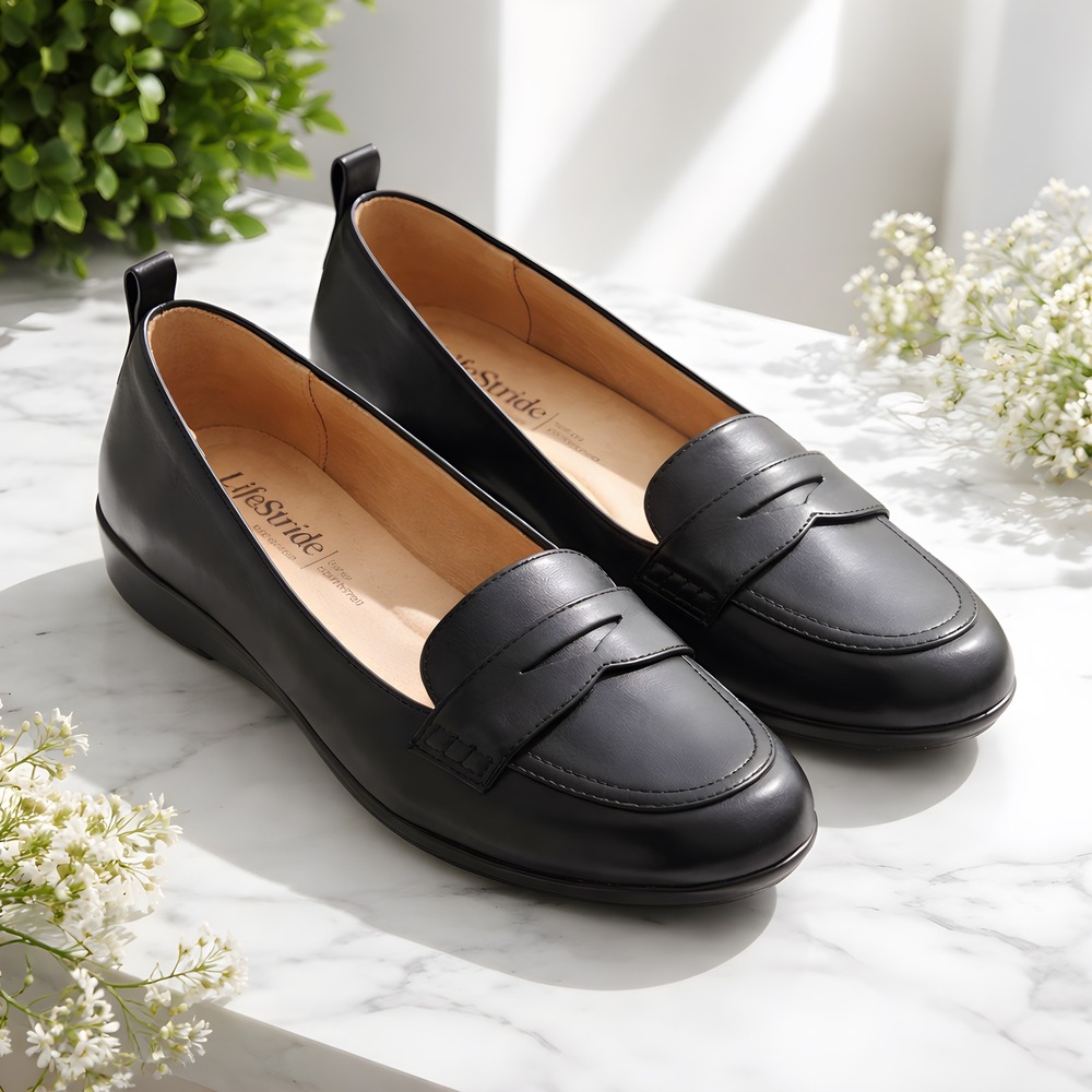 LifeStride Soft System‎ Penny Loafer Women Black Excellent Classic Work Flat